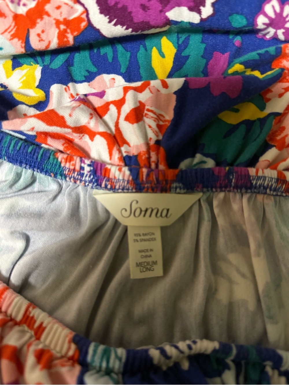 Soma Strapless Floral Maxi Dress in Blue with Pink, Purple & Yellow Flowers - Picture 2 of 7